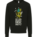 Funny Weed Cannabis Smoke and Fly Mens Sweatshirt Jumper Black