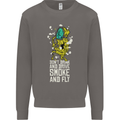 Funny Weed Cannabis Smoke and Fly Mens Sweatshirt Jumper Charcoal