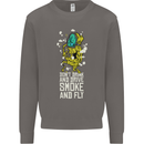Funny Weed Cannabis Smoke and Fly Mens Sweatshirt Jumper Charcoal
