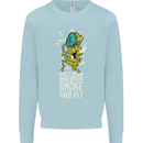 Funny Weed Cannabis Smoke and Fly Mens Sweatshirt Jumper Light Blue