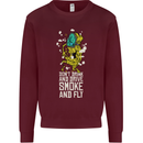 Funny Weed Cannabis Smoke and Fly Mens Sweatshirt Jumper Maroon