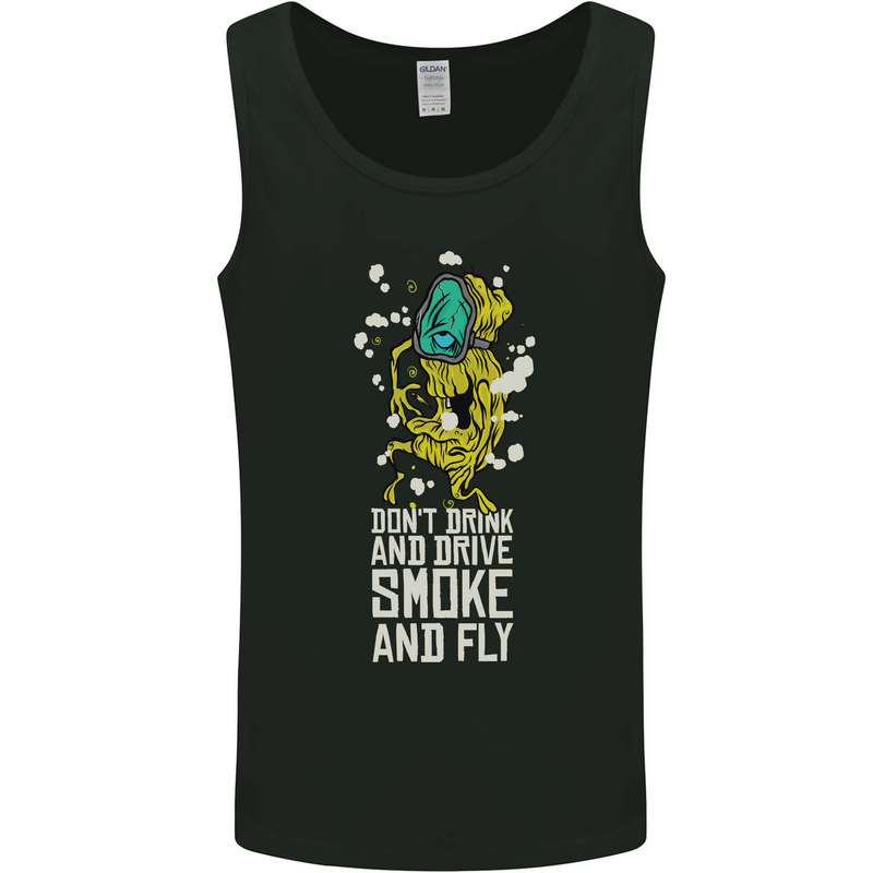 Funny Weed Cannabis Smoke and Fly Mens Vest Tank Top Black