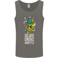 Funny Weed Cannabis Smoke and Fly Mens Vest Tank Top Charcoal