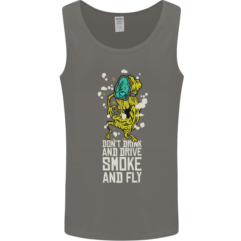 Funny Weed Cannabis Smoke and Fly Mens Vest Tank Top Charcoal