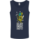 Funny Weed Cannabis Smoke and Fly Mens Vest Tank Top Navy Blue
