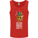 Funny Weed Cannabis Smoke and Fly Mens Vest Tank Top Red