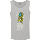Funny Weed Cannabis Smoke and Fly Mens Vest Tank Top Sports Grey