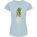 Funny Weed Cannabis Smoke and Fly Womens Petite Cut T-Shirt Light Blue