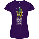 Funny Weed Cannabis Smoke and Fly Womens Petite Cut T-Shirt Purple