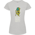 Funny Weed Cannabis Smoke and Fly Womens Petite Cut T-Shirt Sports Grey