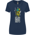 Funny Weed Cannabis Smoke and Fly Womens Wider Cut T-Shirt Navy Blue