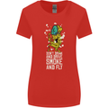 Funny Weed Cannabis Smoke and Fly Womens Wider Cut T-Shirt Red