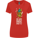 Funny Weed Cannabis Smoke and Fly Womens Wider Cut T-Shirt Red