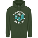 Funny Weed Hanging With My Buds Cannabis Childrens Kids Hoodie Forest Green