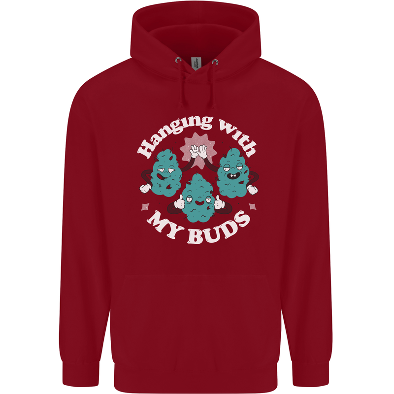 Funny Weed Hanging With My Buds Cannabis Childrens Kids Hoodie Red