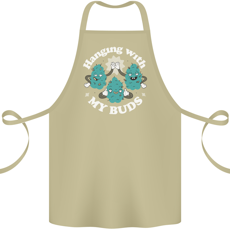 Funny Weed Hanging With My Buds Cannabis Cotton Apron 100% Organic Khaki
