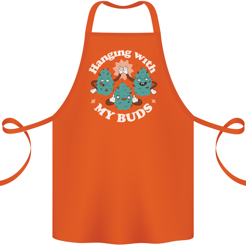 Funny Weed Hanging With My Buds Cannabis Cotton Apron 100% Organic Orange