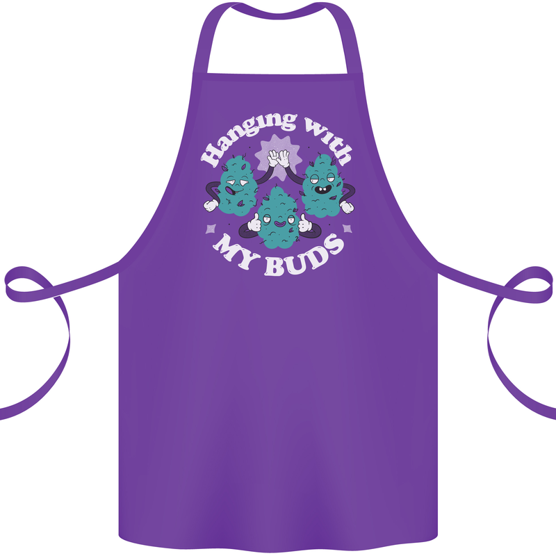 Funny Weed Hanging With My Buds Cannabis Cotton Apron 100% Organic Purple