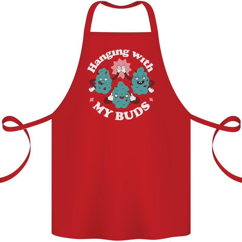 Funny Weed Hanging With My Buds Cannabis Cotton Apron 100% Organic Red