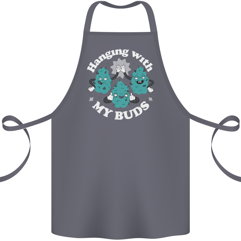 Funny Weed Hanging With My Buds Cannabis Cotton Apron 100% Organic Steel