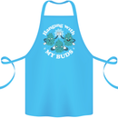 Funny Weed Hanging With My Buds Cannabis Cotton Apron 100% Organic Turquoise