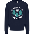 Funny Weed Hanging With My Buds Cannabis Kids Sweatshirt Jumper Navy Blue