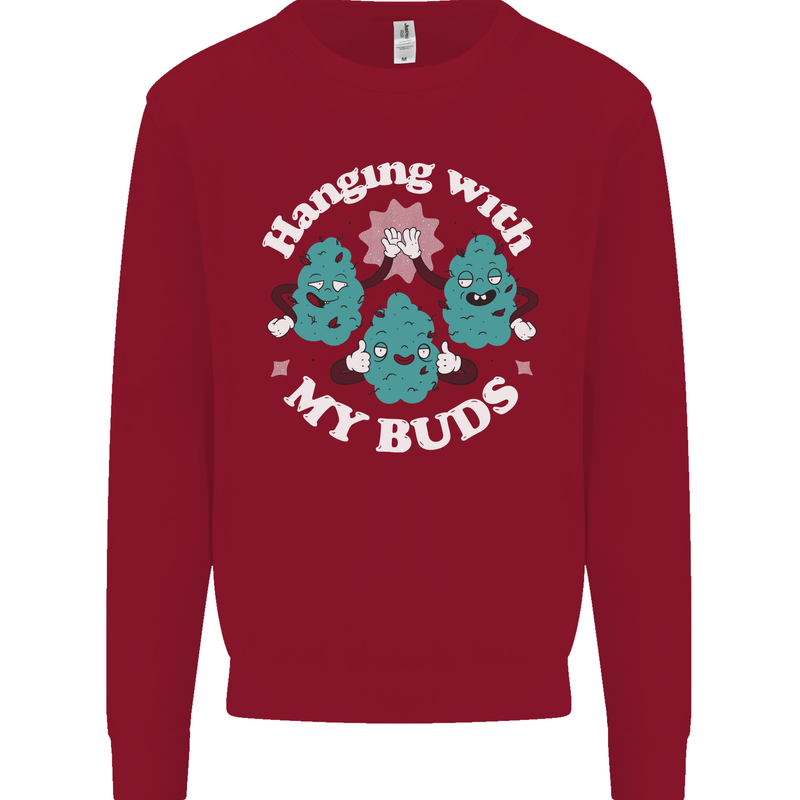 Funny Weed Hanging With My Buds Cannabis Kids Sweatshirt Jumper Red