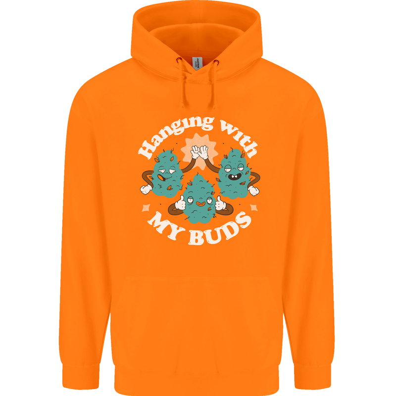 Funny Weed Hanging With My Buds Cannabis Mens 80% Cotton Hoodie Orange