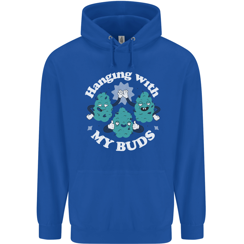 Funny Weed Hanging With My Buds Cannabis Mens 80% Cotton Hoodie Royal Blue