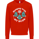 Funny Weed Hanging With My Buds Cannabis Mens Sweatshirt Jumper Bright Red
