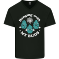 Funny Weed Hanging With My Buds Cannabis Mens V-Neck Cotton T-Shirt Black