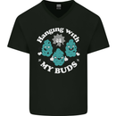 Funny Weed Hanging With My Buds Cannabis Mens V-Neck Cotton T-Shirt Black