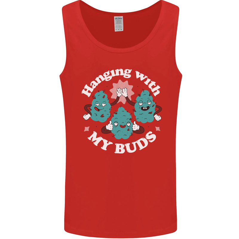 Funny Weed Hanging With My Buds Cannabis Mens Vest Tank Top Red