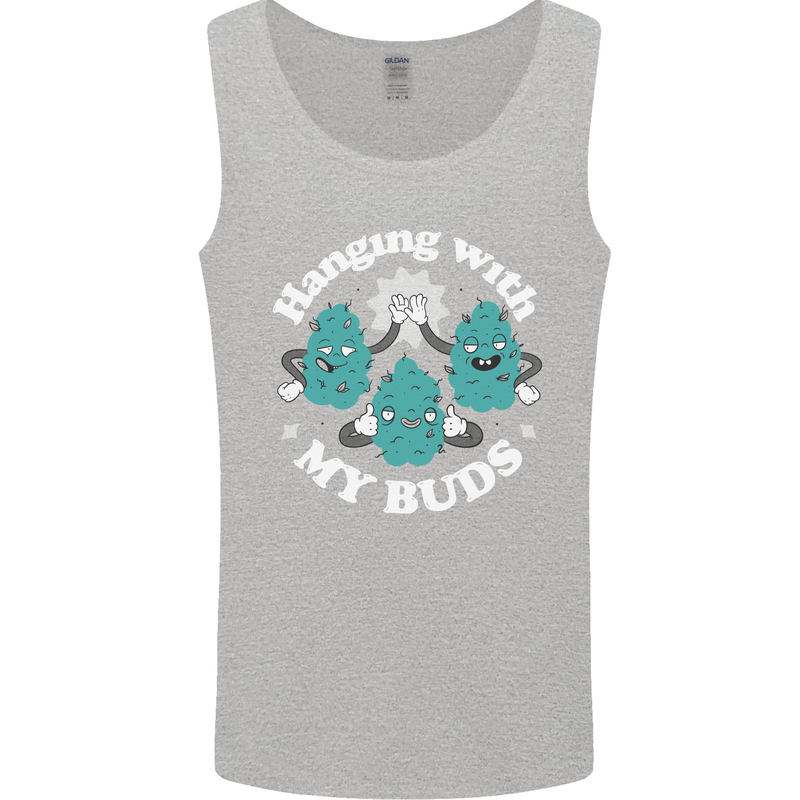 Funny Weed Hanging With My Buds Cannabis Mens Vest Tank Top Sports Grey