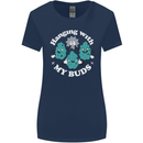Funny Weed Hanging With My Buds Cannabis Womens Wider Cut T-Shirt Navy Blue