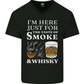 Funny Whisky and Pipe Tobacco Smoke Mens V-Neck Cotton T-Shirt Black