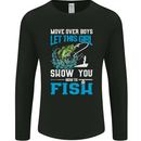 Funny Women Fishing Female Fisherman Mens Long Sleeve T-Shirt Black