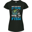 Funny Women Fishing Female Fisherman Womens Petite Cut T-Shirt Black