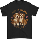 Furry Friends For Life Two Cute Dog Mens T-Shirt 100% Cotton Black