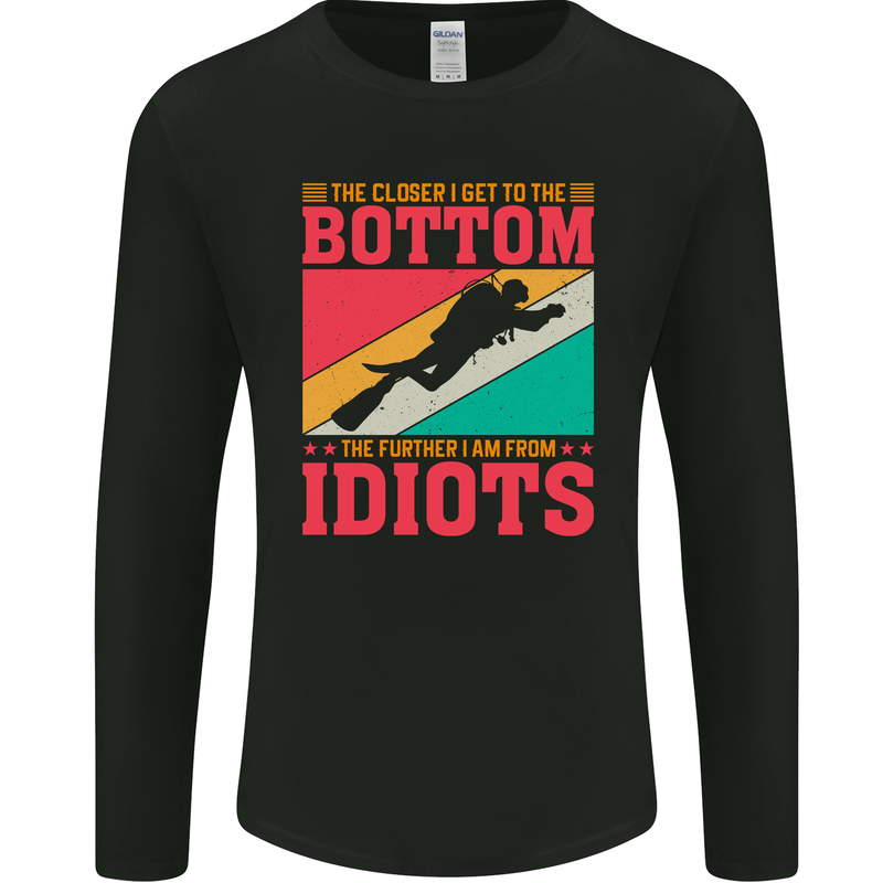 Further From Idiots Funny Scuba Diving Diver Mens Long Sleeve T-Shirt Black
