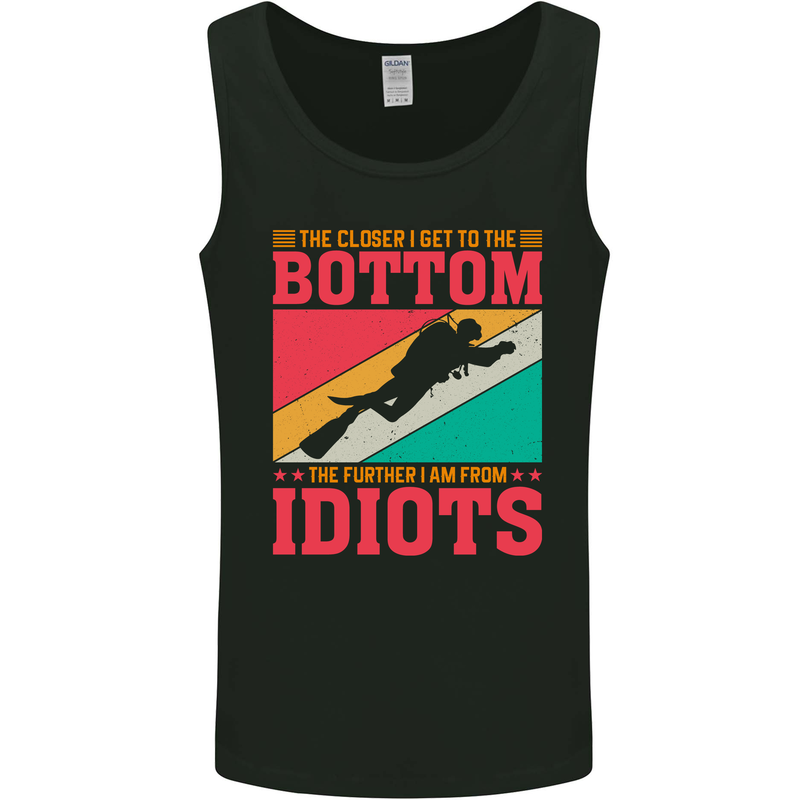 Further From Idiots Funny Scuba Diving Diver Mens Vest Tank Top Black