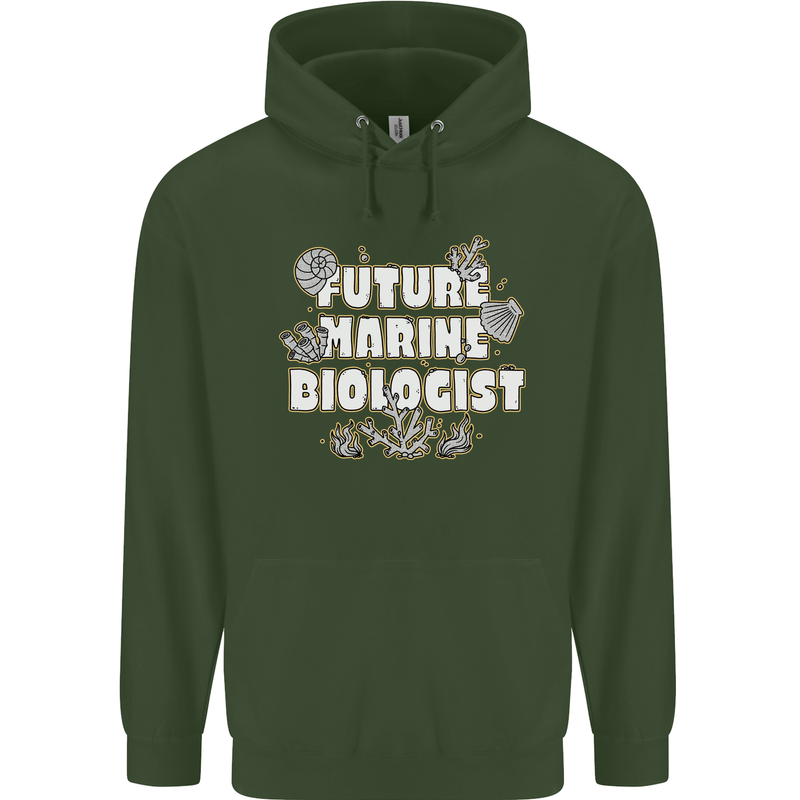 Future Marine Biologist Childrens Kids Hoodie Forest Green