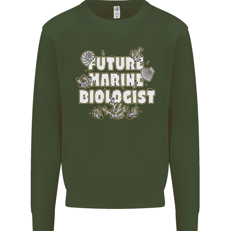 Future Marine Biologist Kids Sweatshirt Jumper Forest Green