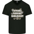 Future Marine Biologist Mens V-Neck Cotton T-Shirt Black