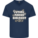Future Marine Biologist Mens V-Neck Cotton T-Shirt Navy Blue