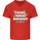 Future Marine Biologist Mens V-Neck Cotton T-Shirt Red
