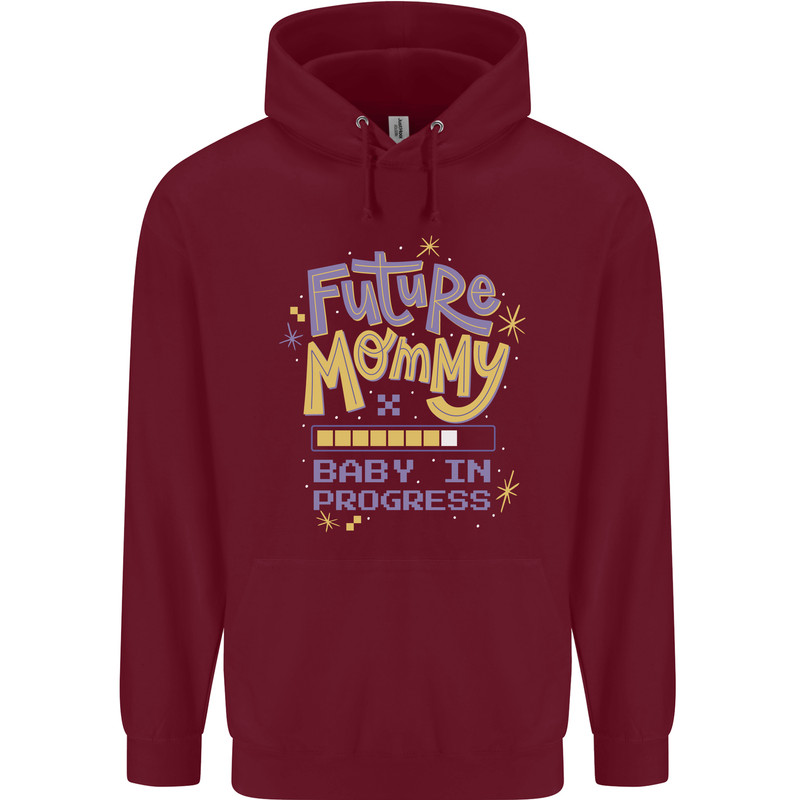 Future Mommy New Baby in Progress Pregnancy Childrens Kids Hoodie Maroon