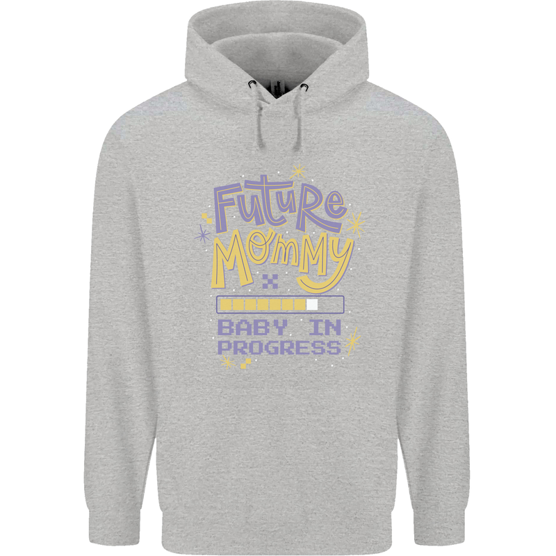 Future Mommy New Baby in Progress Pregnancy Childrens Kids Hoodie Sports Grey