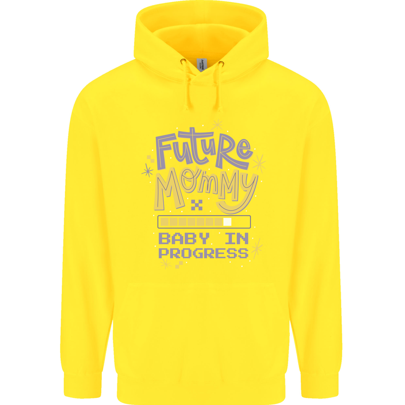 Future Mommy New Baby in Progress Pregnancy Childrens Kids Hoodie Yellow