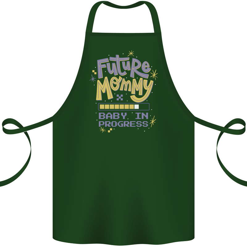 Future Mommy New Baby in Progress Pregnancy Cotton Apron 100% Organic Forest Green